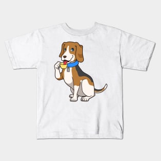 Beagle drinks coffee - Coffee drinker Kids T-Shirt